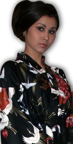 Кимоно "Crane" из хлопка длинное.