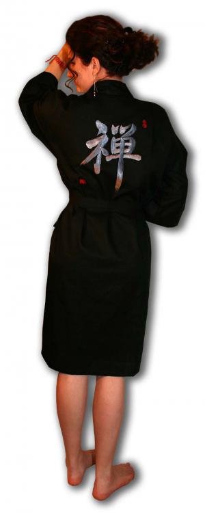 Эксклюзивное кимоно из хлопка с вышивкой "Дзен" укороченное! 